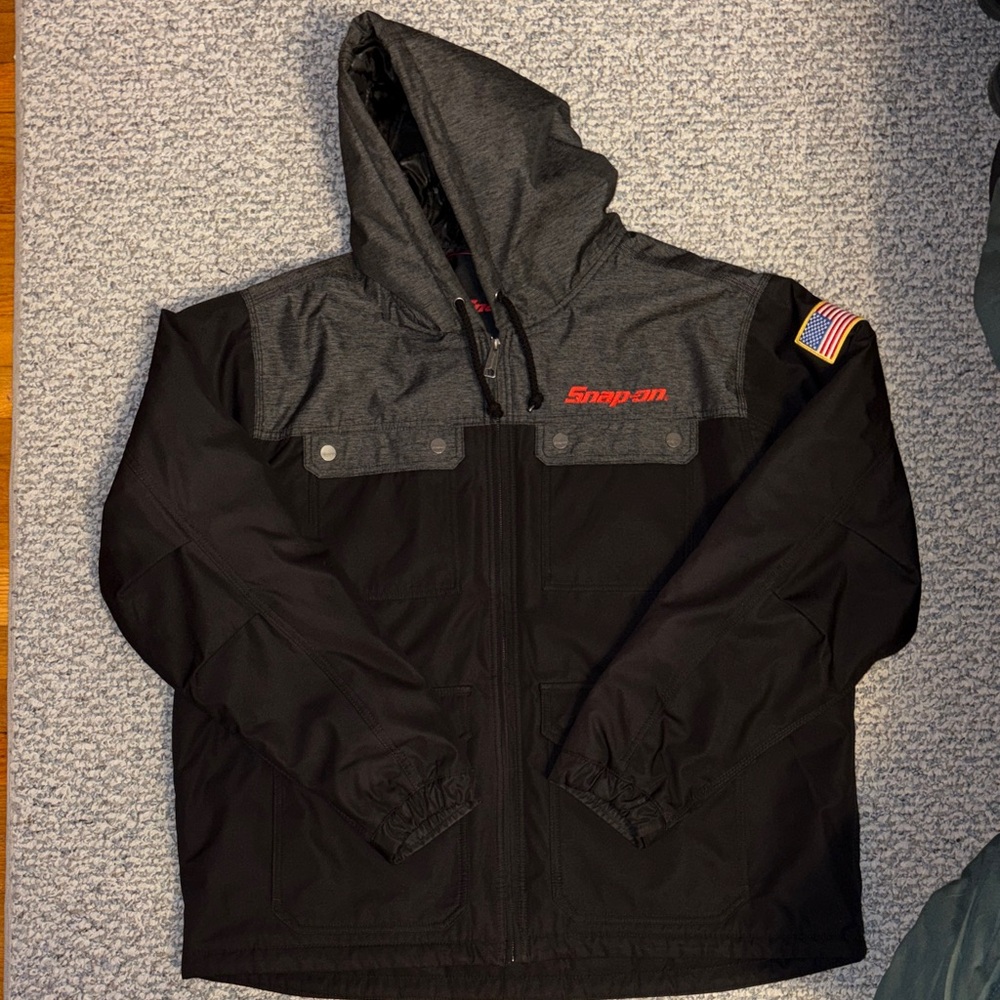 Snap-on Black and Gray Bomber Jacket
